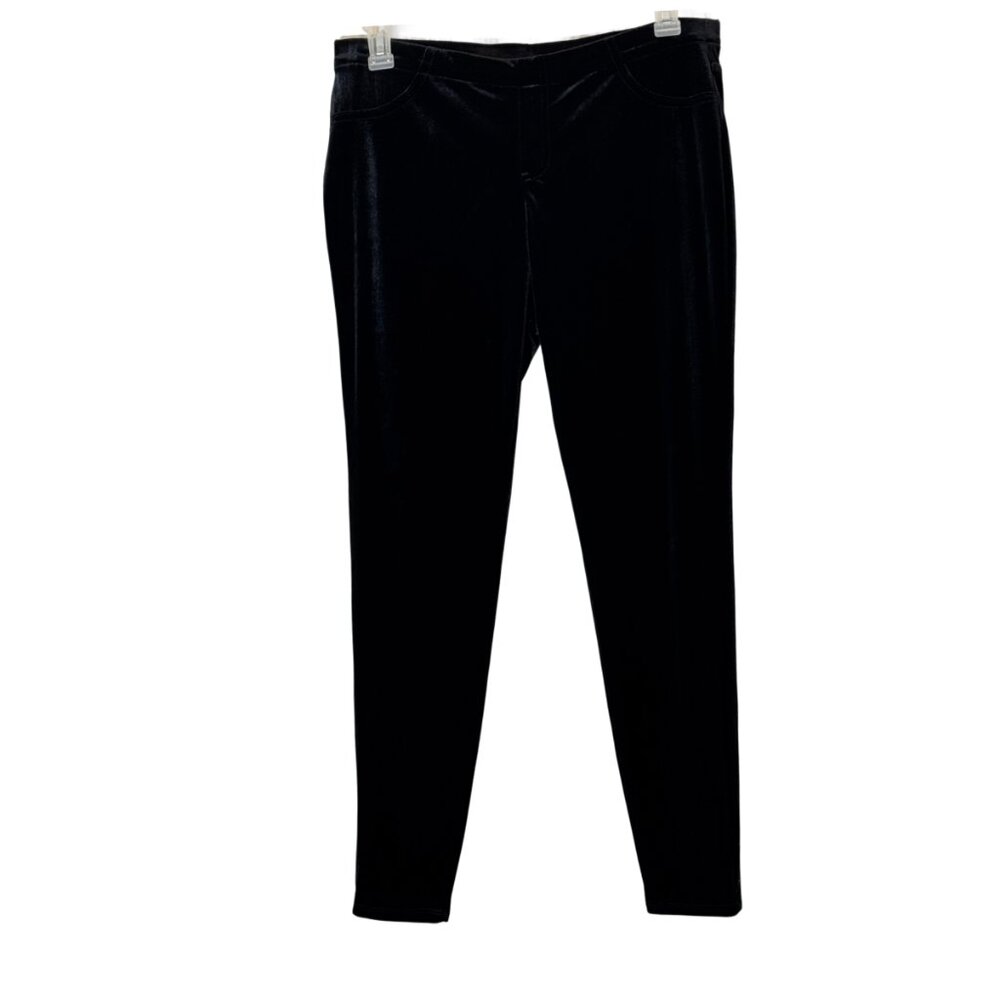 Women Black Velvet Leggings Size: L (12-14_